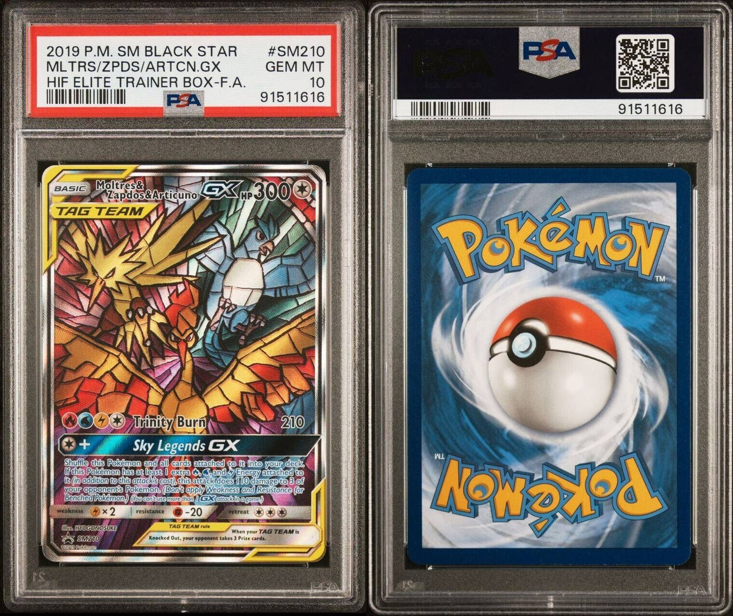 Pokemon Moltres Zapdos Articuno GX SM210 PSA 10 Gem Mint Hidden Fates Promo FA