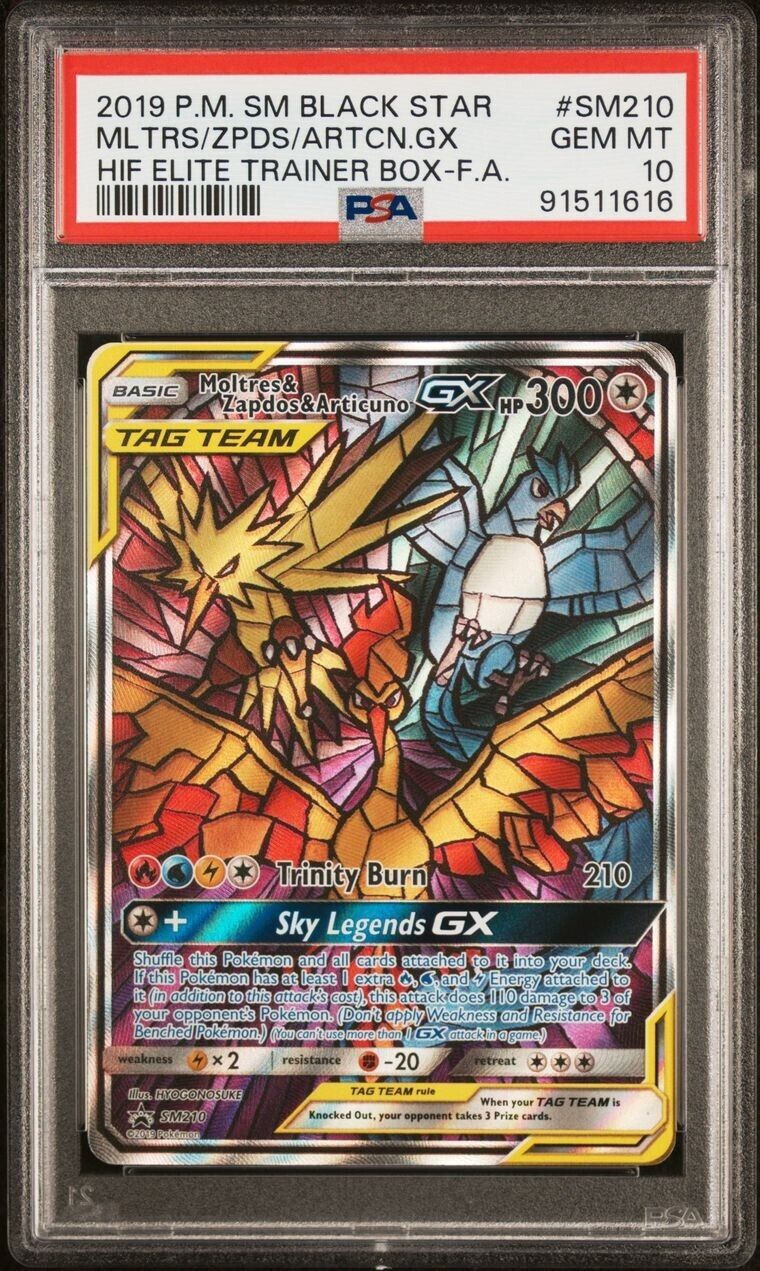 Pokemon Moltres Zapdos Articuno GX SM210 PSA 10 Gem Mint Hidden Fates Promo FA