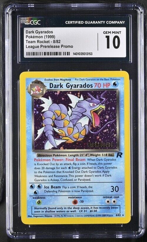 Pokemon Dark Gyarados 8/82 CGC 10 Gem Mint Team Rocket Holo Prerelease Promo