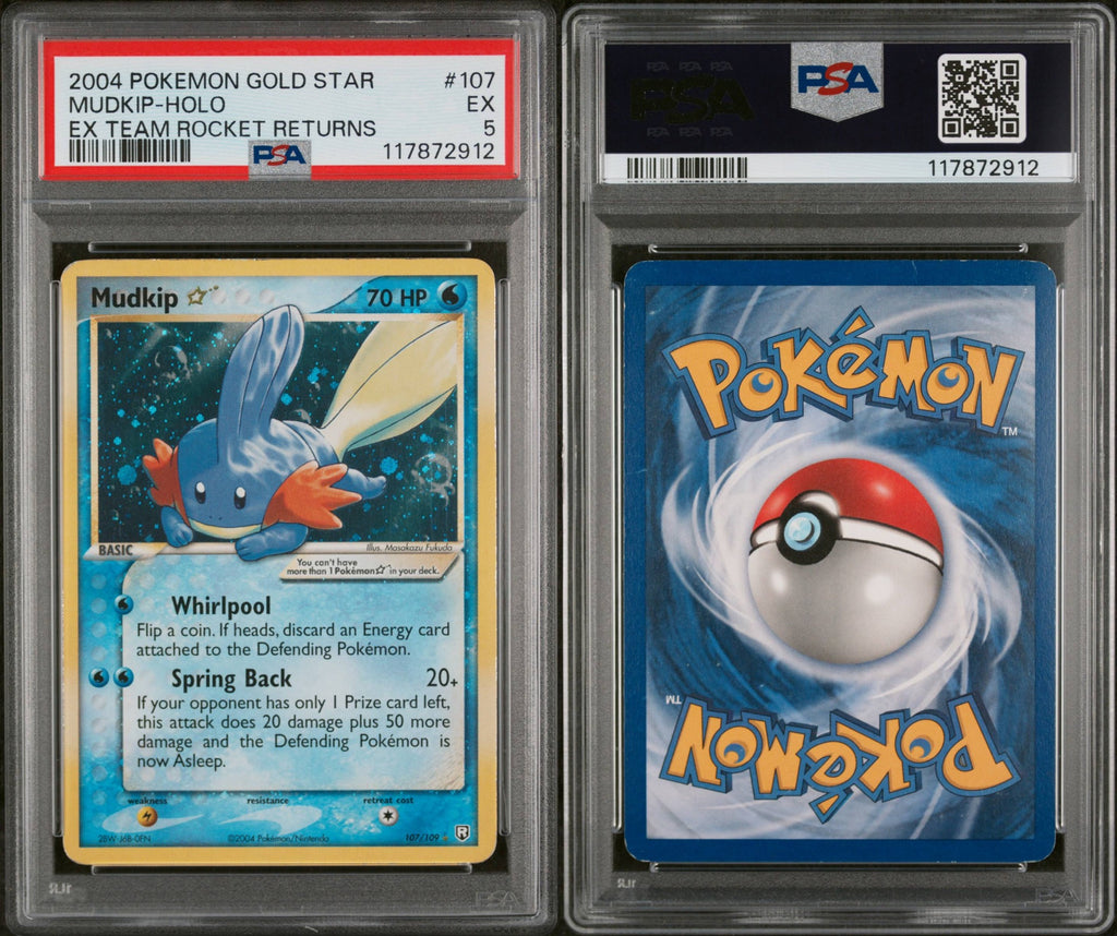 Pokemon Mudkip Gold Star 107/109 PSA 5 EX Team Rocket Returns Holo Rare 2004