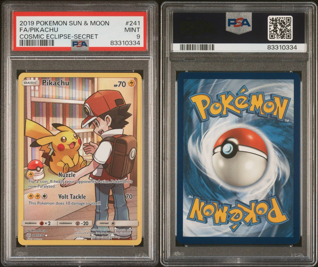 Pokemon Pikachu 241/236 PSA 9 Mint SM Cosmic Eclipse Secret Rare Full Art 2019