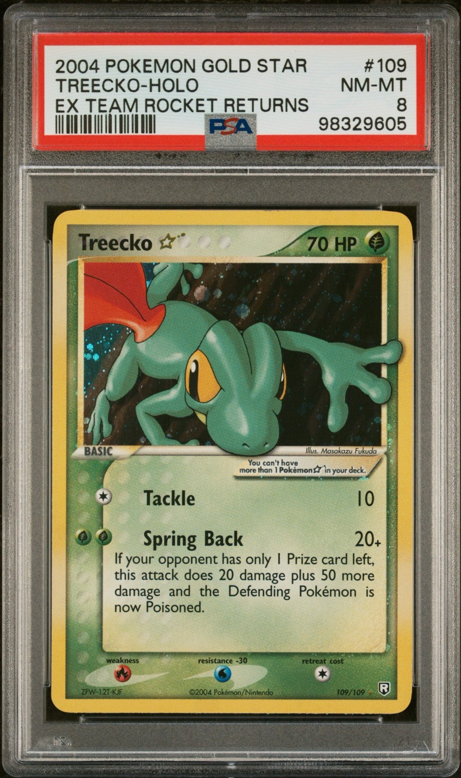 Pokemon Treecko Gold Star 109/109 PSA 8 NM-MT EX Team Rocket Returns Holo Rare