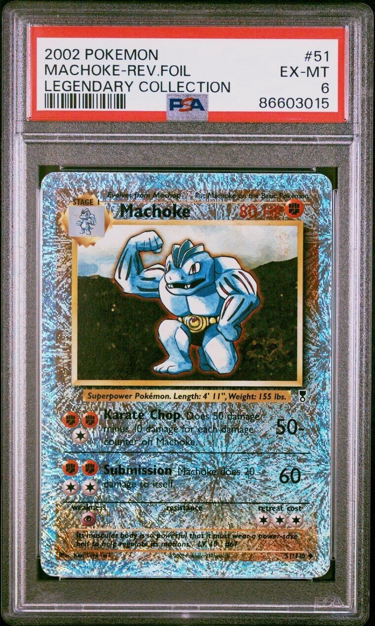 Pokemon Machoke 51/110 PSA 6 EX-MT Legendary Collection Reverse Holo Foil 2002