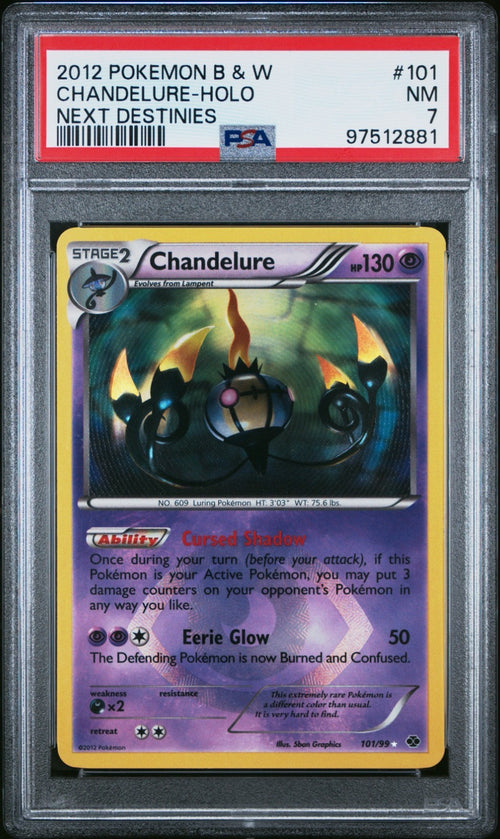 Pokemon Chandelure 101/99 PSA 7 NM BW Next Destinies Shiny Secret Rare Holo 2012