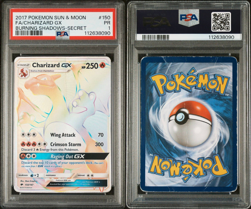 Pokemon Charizard GX 150/147 PSA 1 PR SM Burning Shadows Secret Rare FA 2017