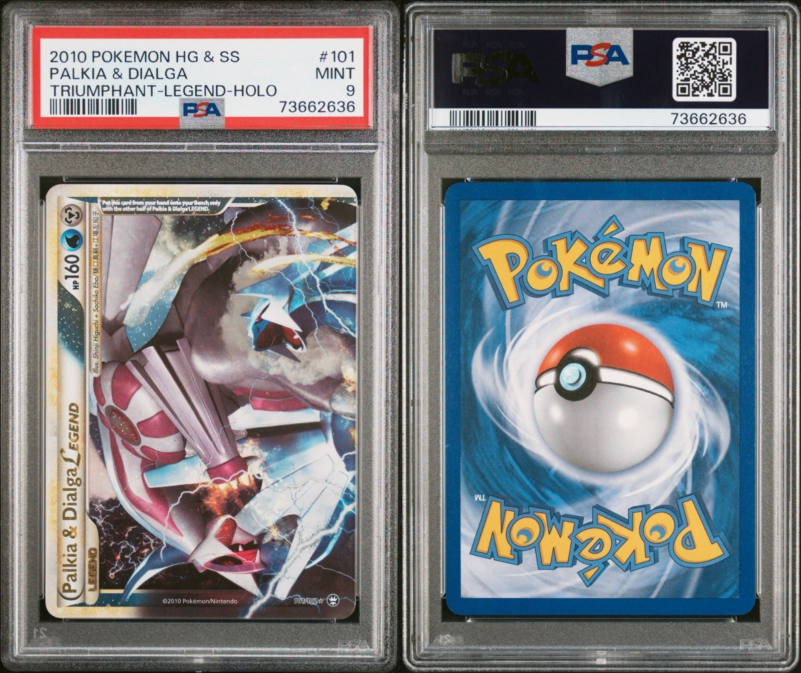 Pokemon Palkia & Dialga Legend 101/102 PSA 9 Mint HGSS Triumphant Holo 2010