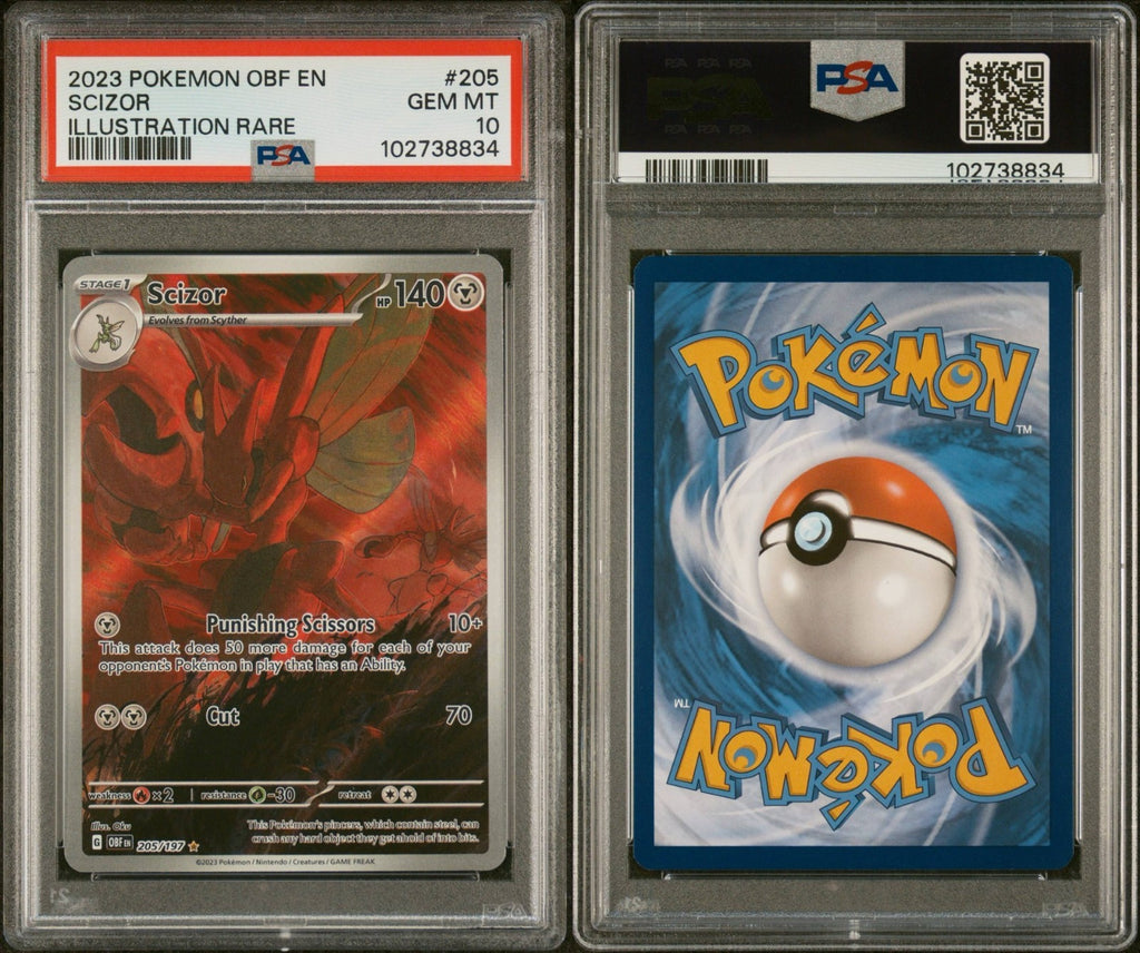 Pokemon Scizor 205/197 PSA 10 Gem Mint SV Obsidian Flames Illustration Rare FA