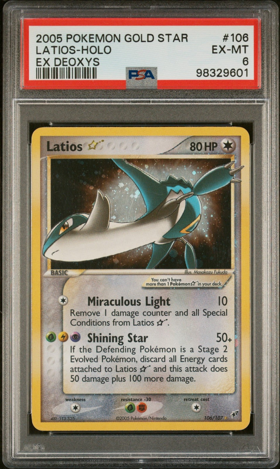 Pokemon Latios Gold Star 106/107 PSA 6 Ex-MT EX Deoxys Holo Rare 2005