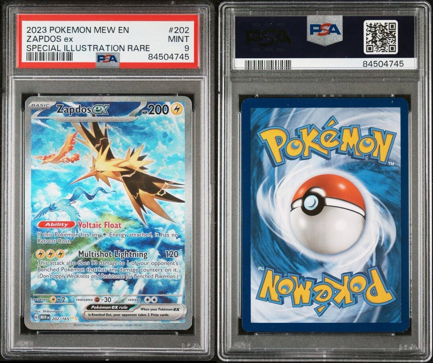 Pokemon Zapdos ex 202/165 PSA 9 Mint 151 Special Illustration Rare SIR Mew EN FA