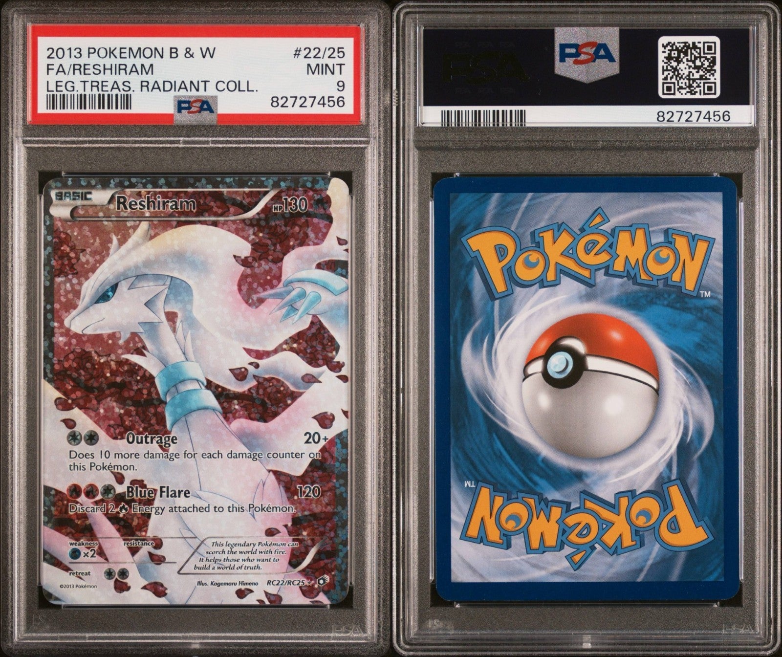 Pokemon Reshiram RC22/RC25 PSA 9 Mint BW Legendary Treasures Radiant Coll. FA