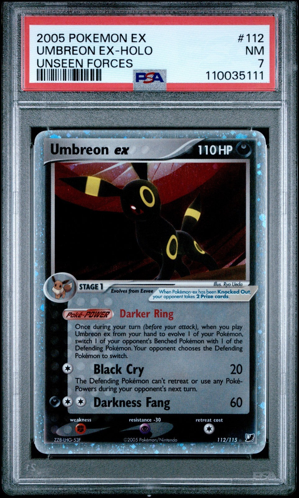 Pokemon Umbreon ex 112/115 PSA 7 NM Unseen Forces Holo Rare 2005