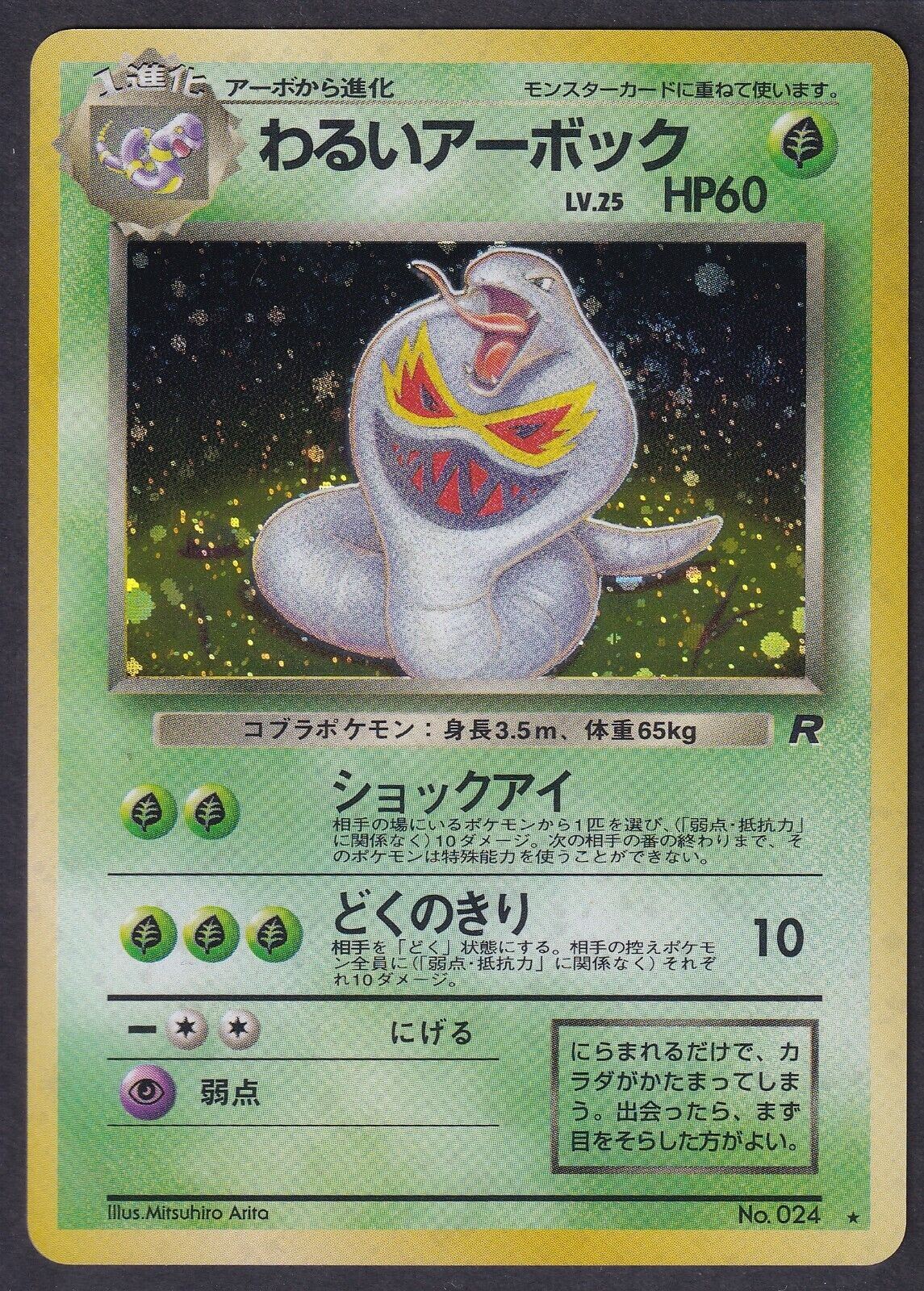 Pokemon Dark Arbok No. 024 Japanese Rocket Holo Rare 1997 Old Back Vintage - NM