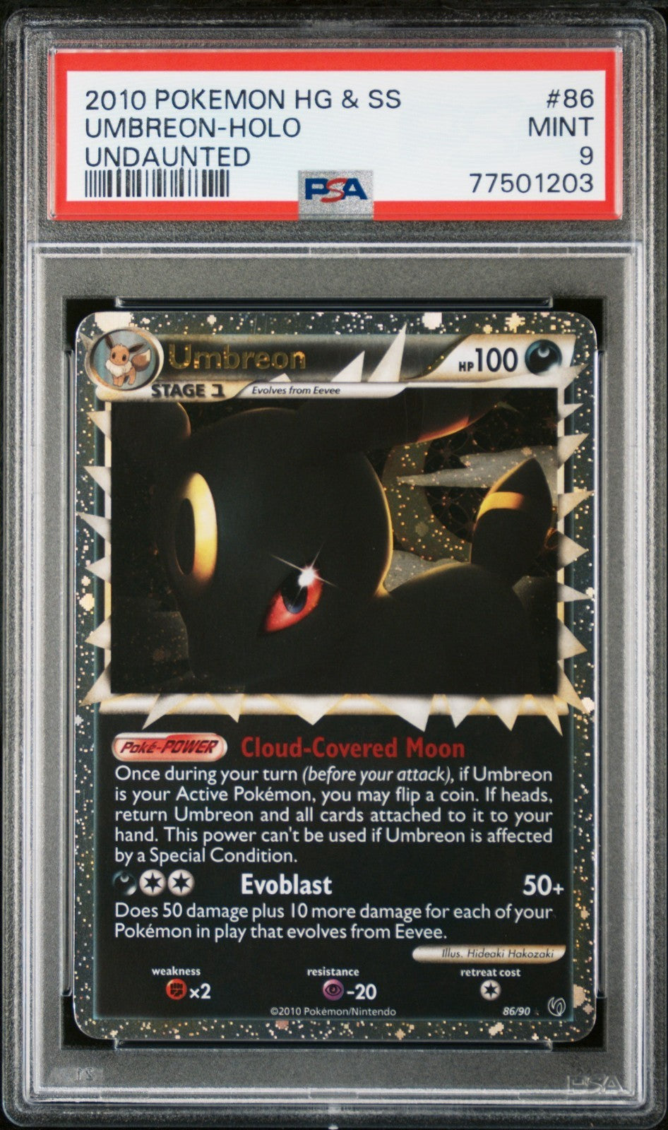 Pokemon Umbreon Prime 86/90 PSA 9 MInt HG SS Undaunted Holo Rare 2010