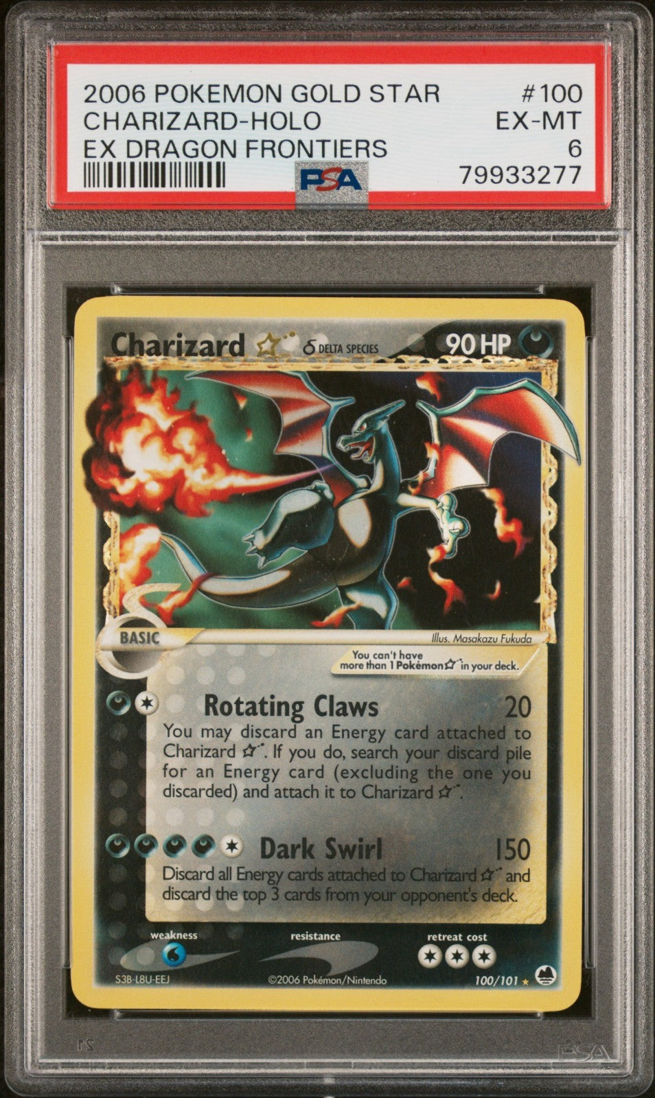 Pokemon Charizard Gold Star 100/101 PSA 6 EX-MT EX Dragon Frontiers Holo 2006