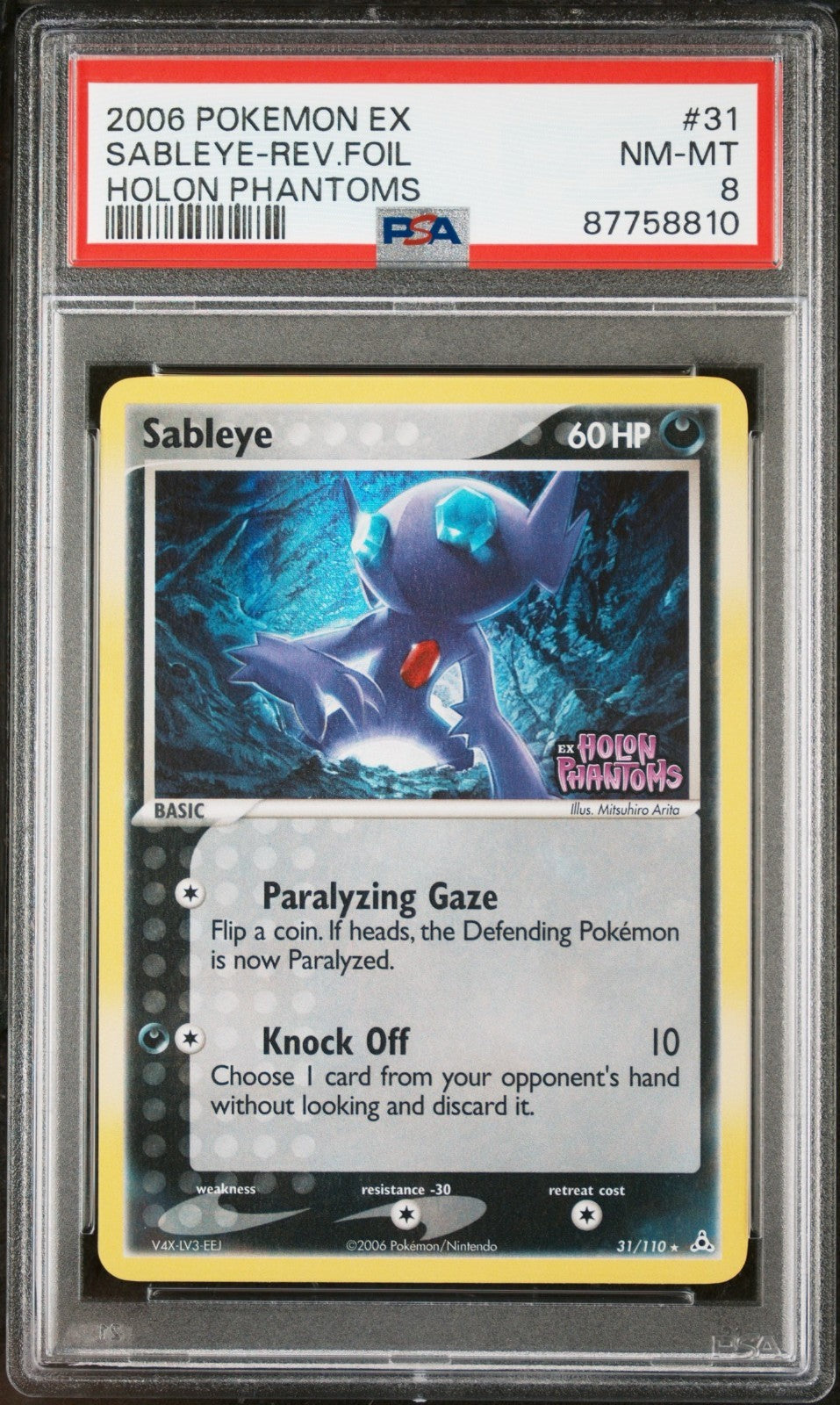 Pokemon Sableye 31/110 PSA 8 NM-MT EX Holon Phantoms Reverse Holo Stamped 2006