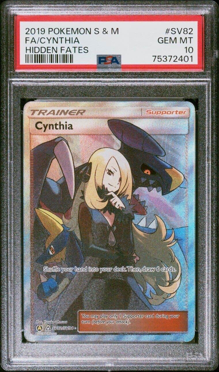Pokemon Cynthia SV82/SV94 PSA 10 Gem Mint Hidden Fates Full Art Sun & Moon FA
