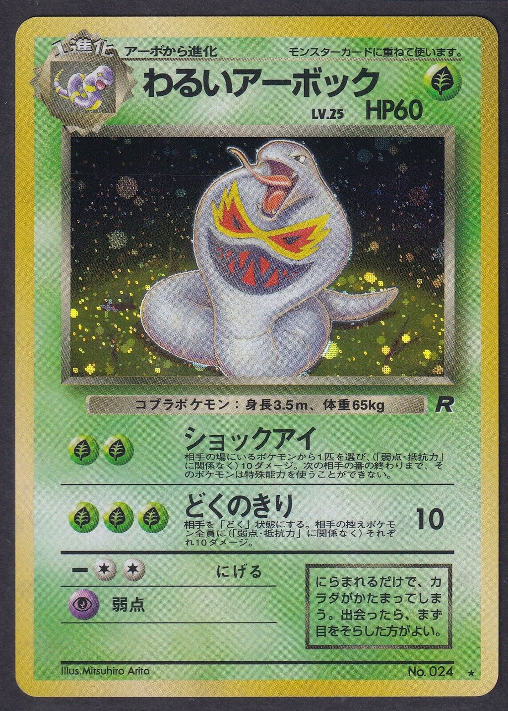 Pokemon Dark Arbok No. 024 Japanese Rocket Holo Rare 1997 Old Back Vintage - NM