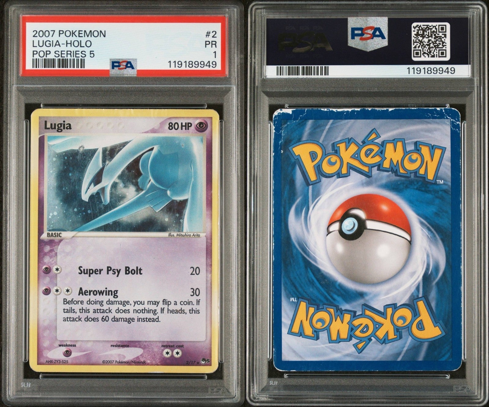 Pokemon Lugia 2/17 PSA 1 Pop Series 5 Holo 2007