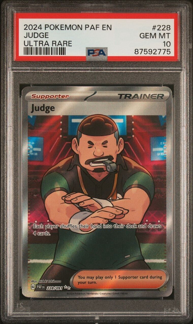 Pokemon Judge 228/091 PSA 10 Gem Mint Paldean Fates Trainer Full Art PAF EN