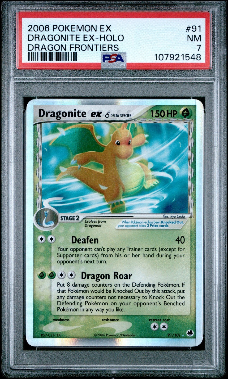 Pokemon Dragonite ex 91/101 PSA 7 NM Dragon Frontiers Holo Delta Species 2006