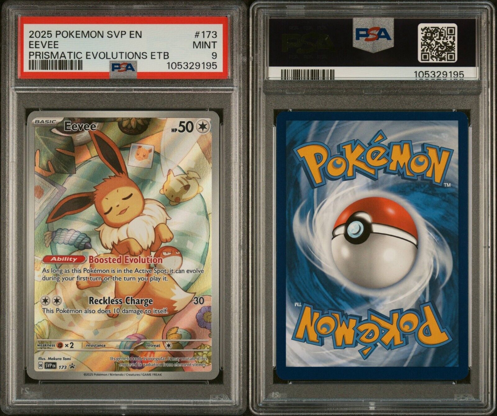 Pokemon Eevee 173 SVP PSA 9 Mint Prismatic Evolutions ETB Black Star Promo EN IR