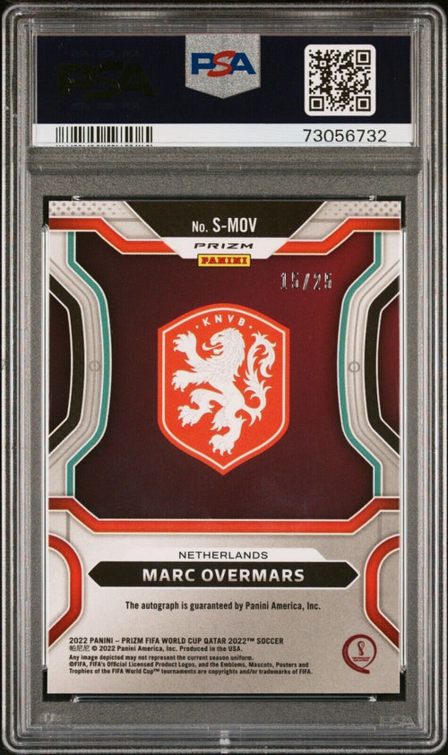 Panini Prizm Marc Overmars Auto 15/25 PSA 10 Gem Mint World Cup Qatar Silver Sig