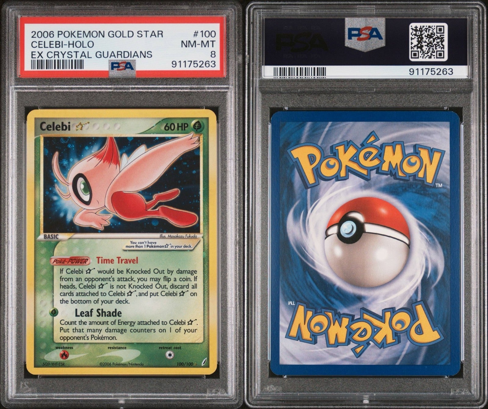 Pokemon Celebi Gold Star 100/100 PSA 8 NM-MT EX Crystal Guardians Holo Rare 2006