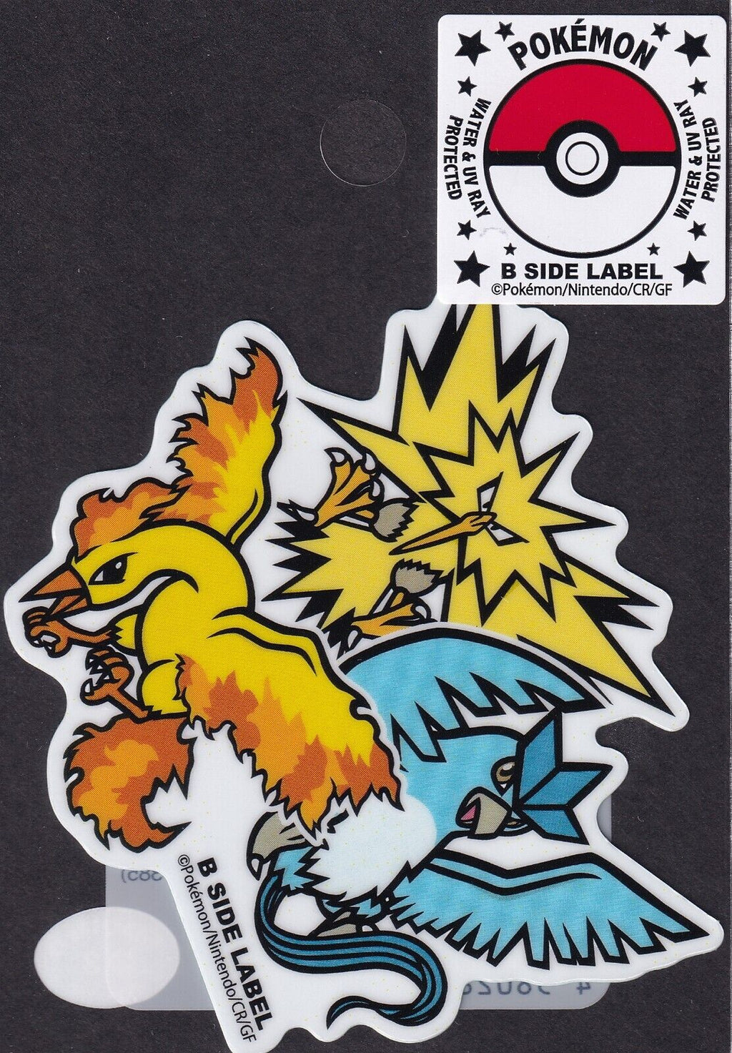 Pokemon Moltres Zapdos Articuno B-Side Label Japanese Premium Art Sticker New