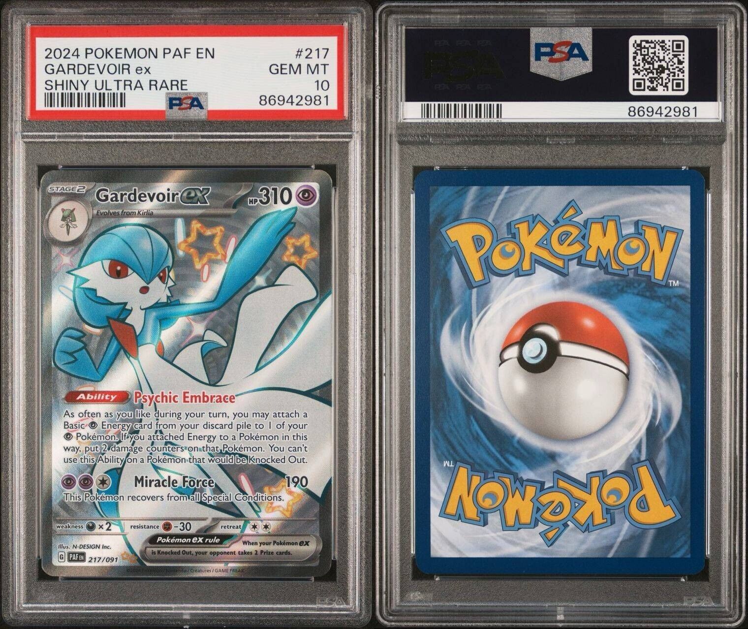 Pokemon Gardevoir ex 217/091 PSA 10 Gem Mint Paldean Fates Shiny Ultra Rare FA