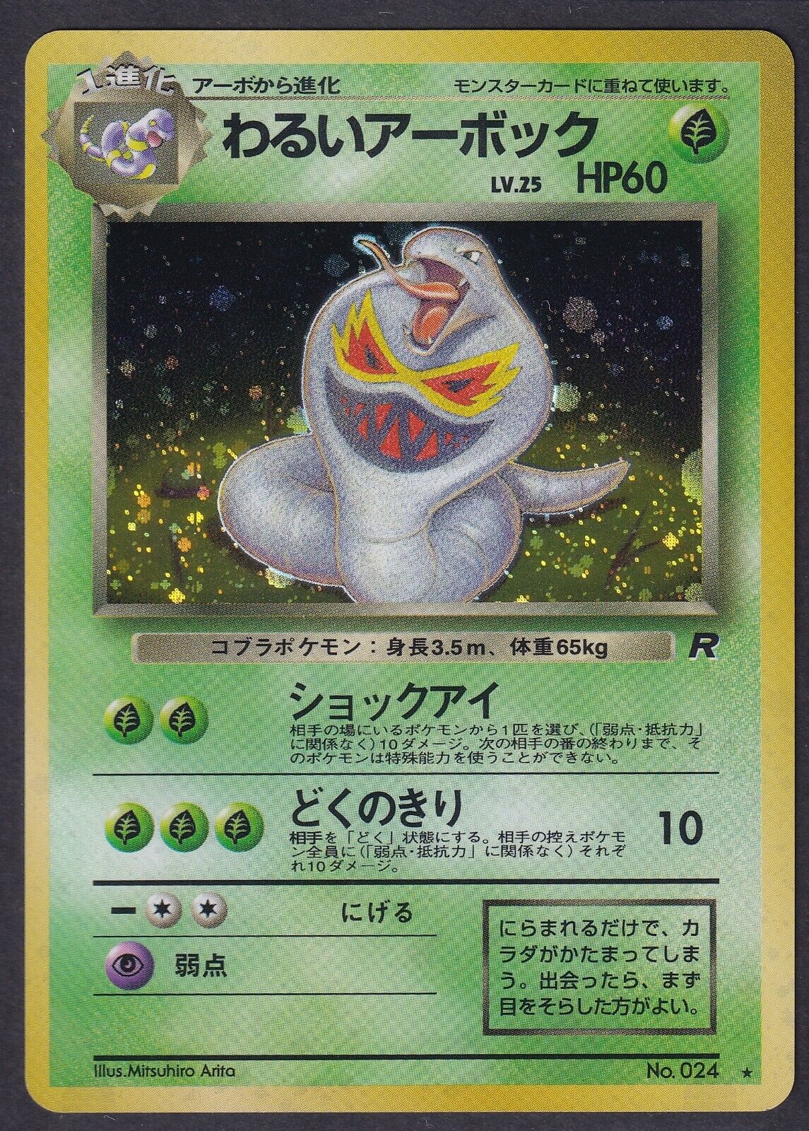 Pokemon Dark Arbok No. 024 Japanese Rocket Holo Rare 1997 Old Back Vintage - NM