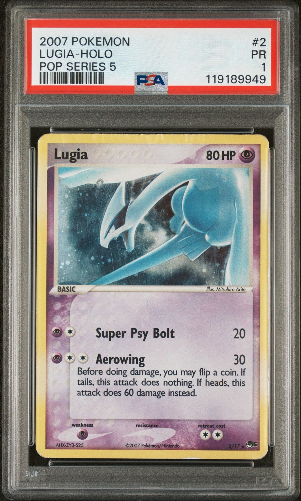 Pokemon Lugia 2/17 PSA 1 Pop Series 5 Holo 2007