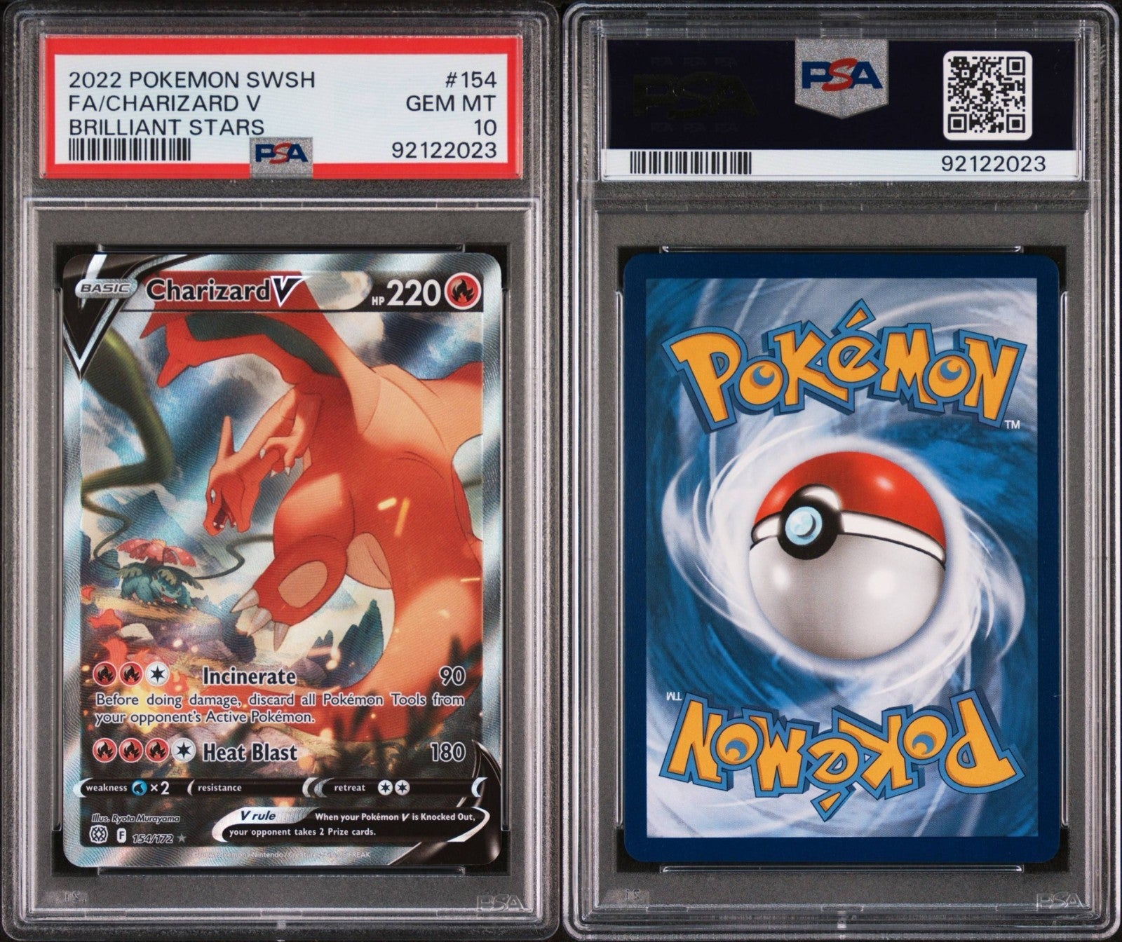 Pokemon Charizard V 154/172 PSA 10 SWSH Brilliant Stars Full Art 2022
