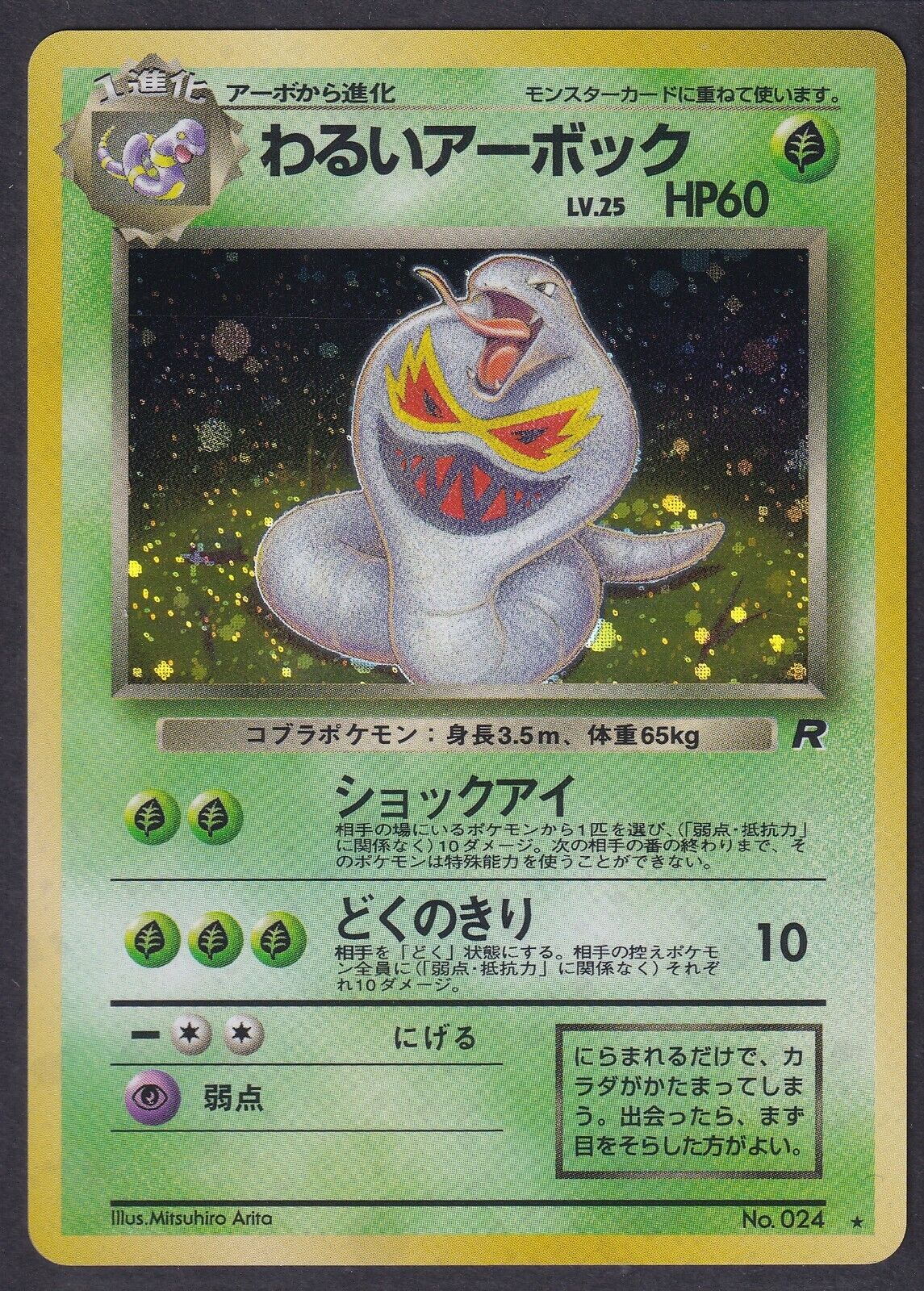 Pokemon Dark Arbok No. 024 Japanese Rocket Holo Rare 1997 Old Back Vintage - NM