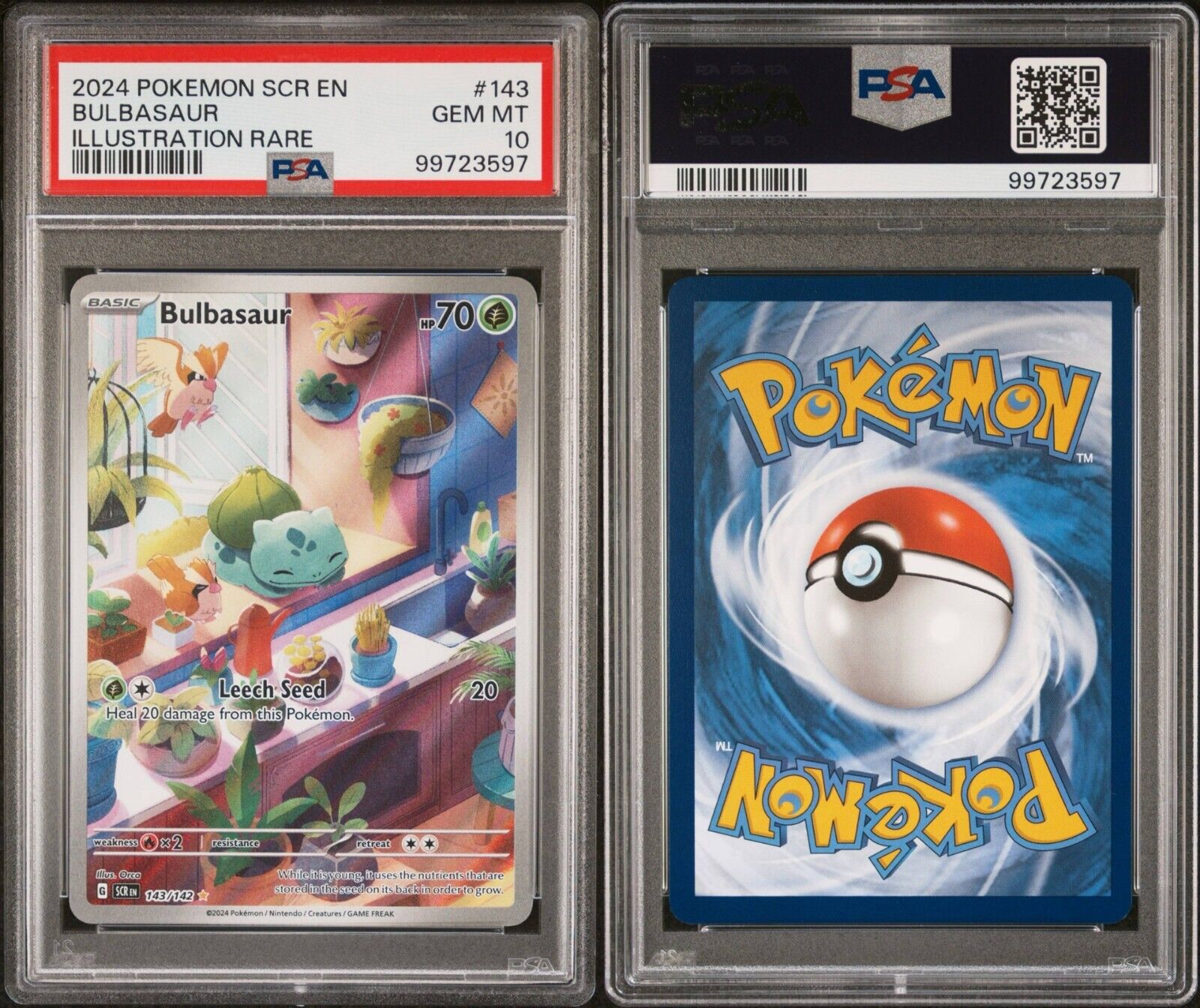 Pokemon Bulbasaur 143/142 PSA 10 Gem Mint SV Stellar Crown Illustration Rare FA