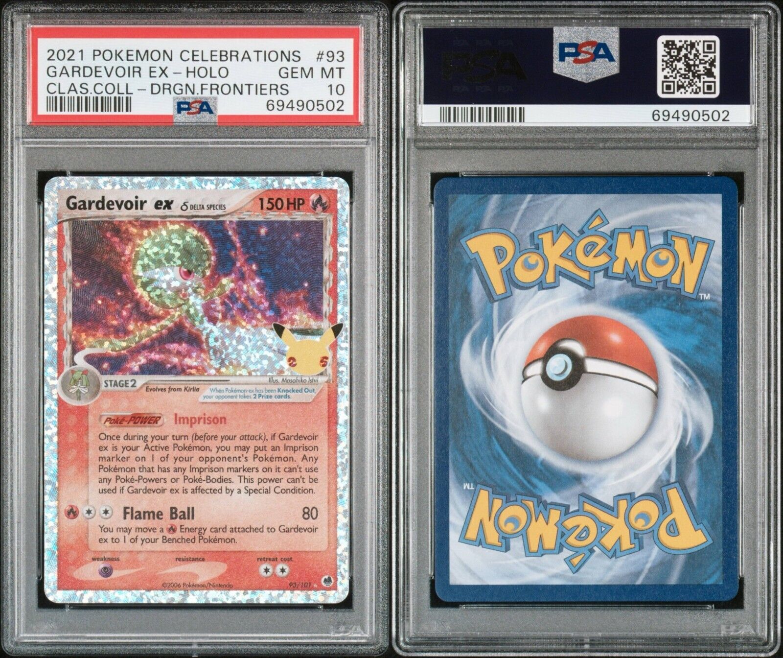 Pokemon Gardevoir ex 93/101 PSA 10 Gem Mint Celebrations Classic Coll Holo