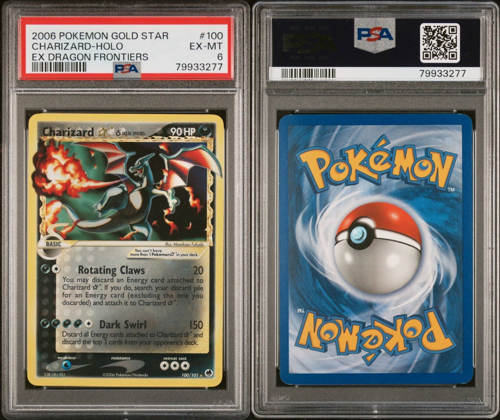 Pokemon Charizard Gold Star 100/101 PSA 6 EX-MT EX Dragon Frontiers Holo 2006