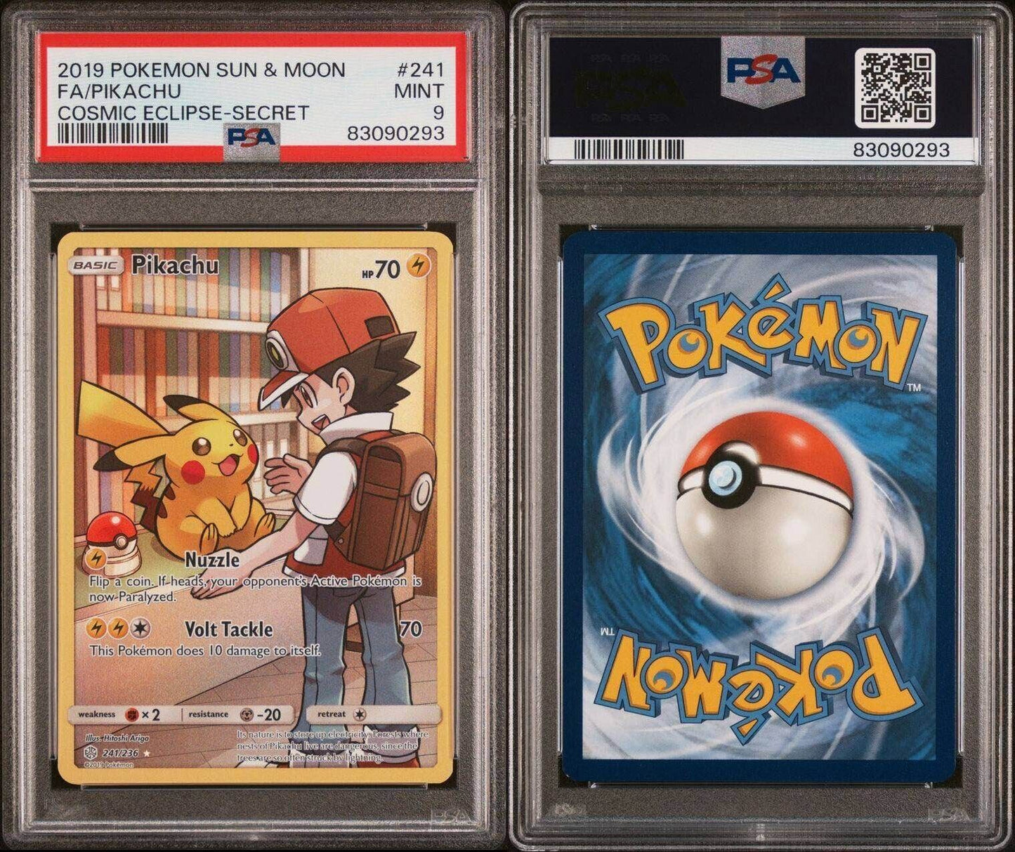 Pokemon Pikachu 241/236 PSA 9 Mint Cosmic Eclipse Secret Rare Sun & Moon FA