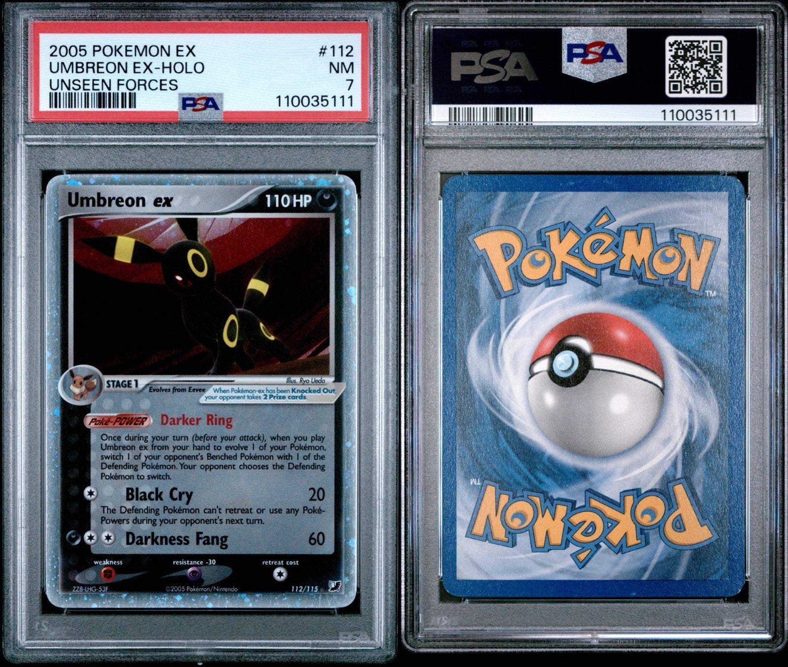 Pokemon Umbreon ex 112/115 PSA 7 NM Unseen Forces Holo Rare 2005