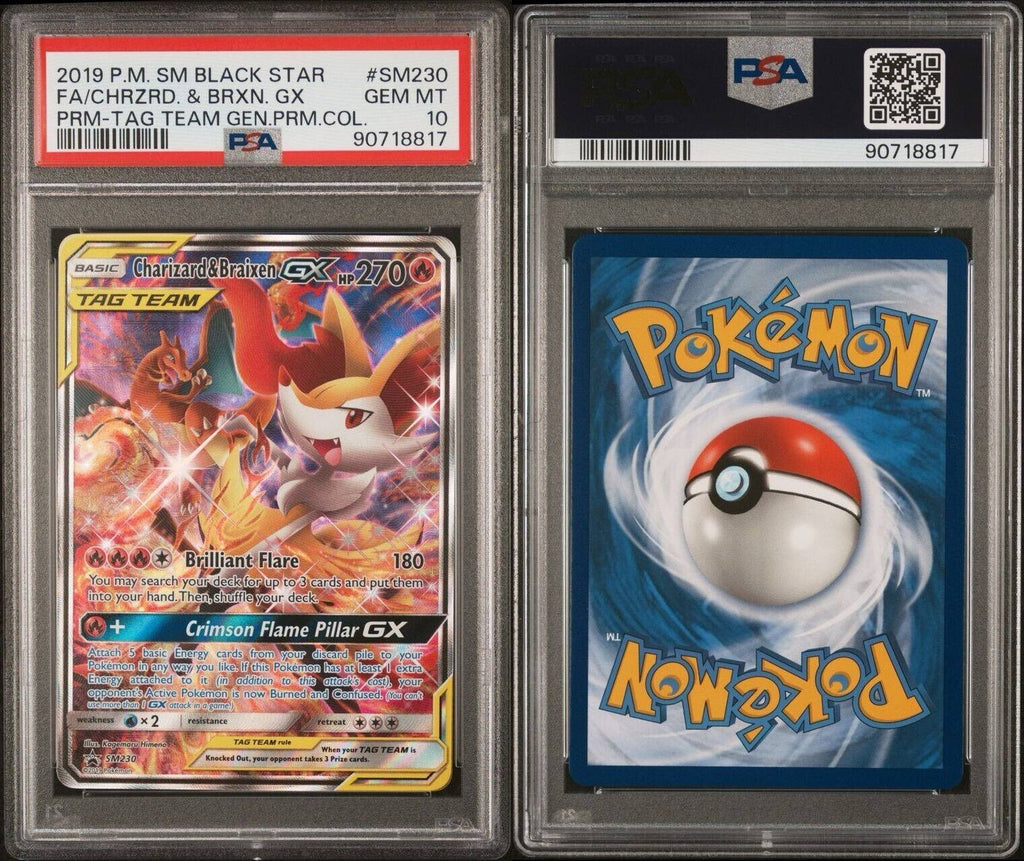 Pokemon Charizard & Braixen GX SM230 PSA 10 Gem Mint Tag Team Promo Alt FA