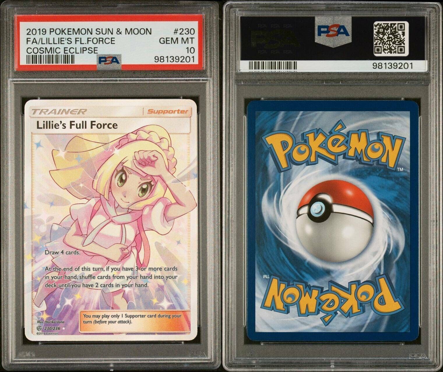 Pokemon Lillie's Full Force 230/236 PSA 10 Gem Mint Cosmic Eclipse Full Art SM