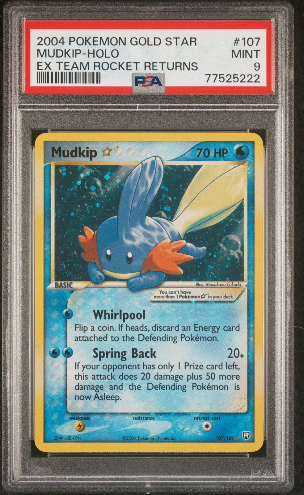 Pokemon Mudkip Gold Star 107/109 PSA 9 Mint EX Team Rocket Returns Holo Rare