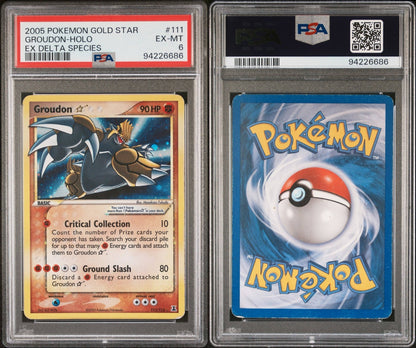 Pokemon Groudon Gold Star 111/113 PSA 6 EX-MT EX Delta Species Holo Rare 2005