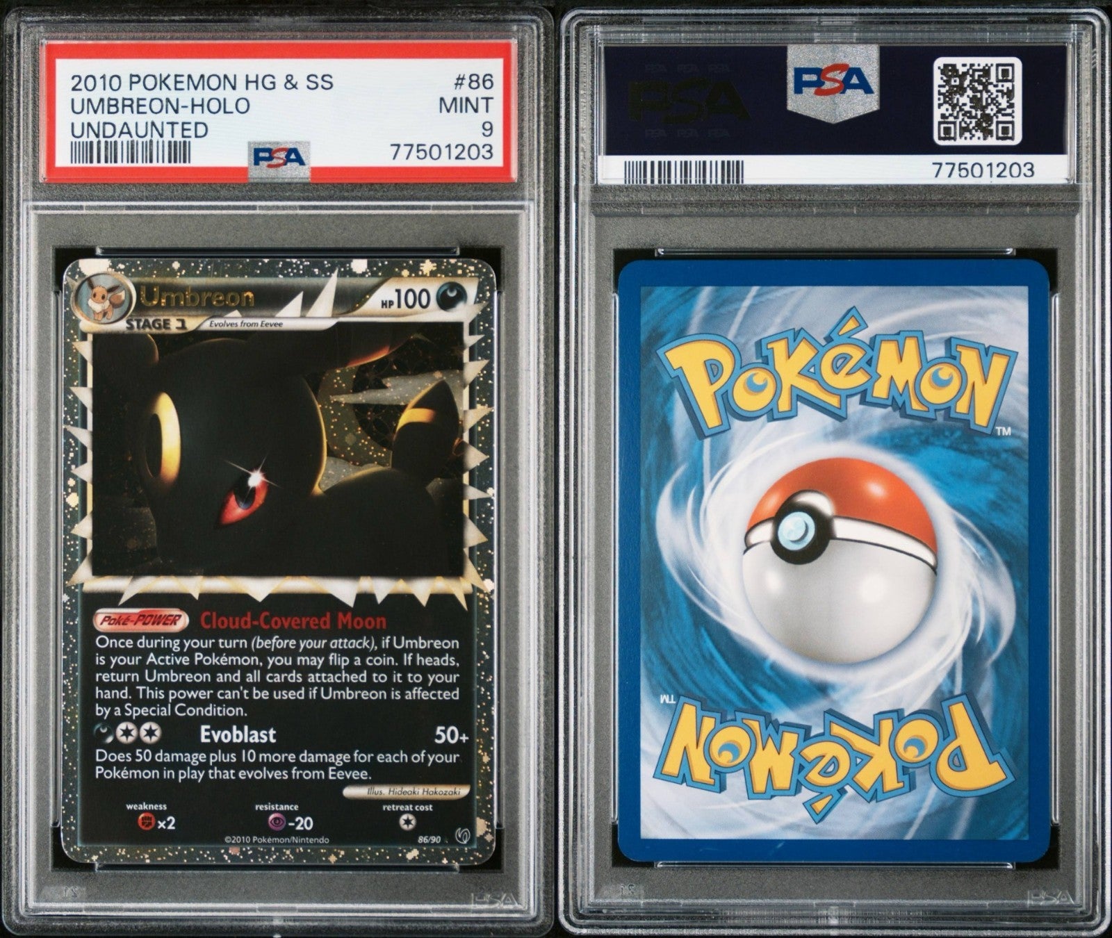 Pokemon Umbreon Prime 86/90 PSA 9 MInt HG SS Undaunted Holo Rare 2010