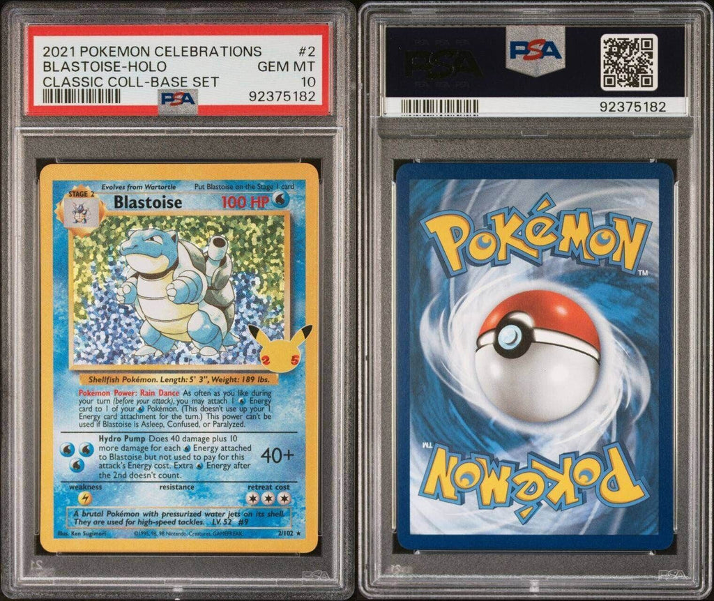 Pokemon Blastoise 2/102 PSA 10 Gem Mint Celebrations Holo Rare Classic Coll.