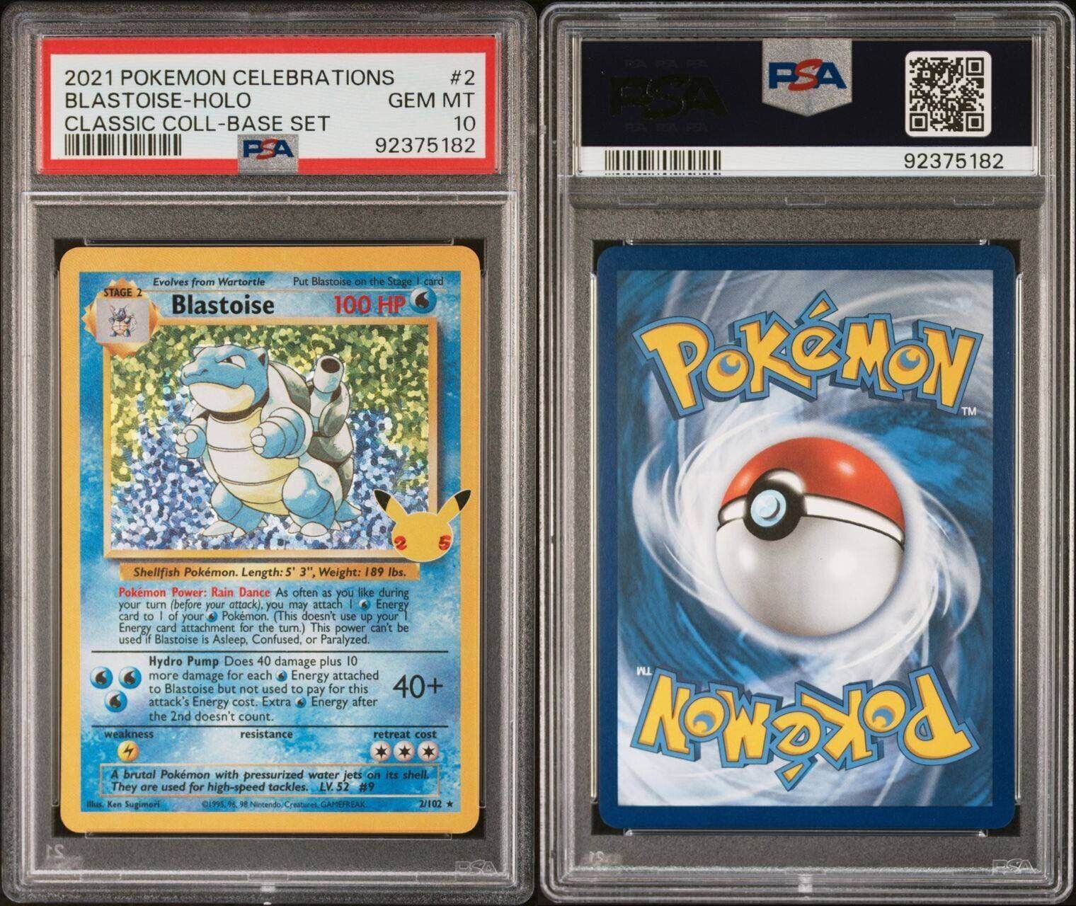 Pokemon Blastoise 2/102 PSA 10 Gem Mint Celebrations Holo Rare Classic Coll.
