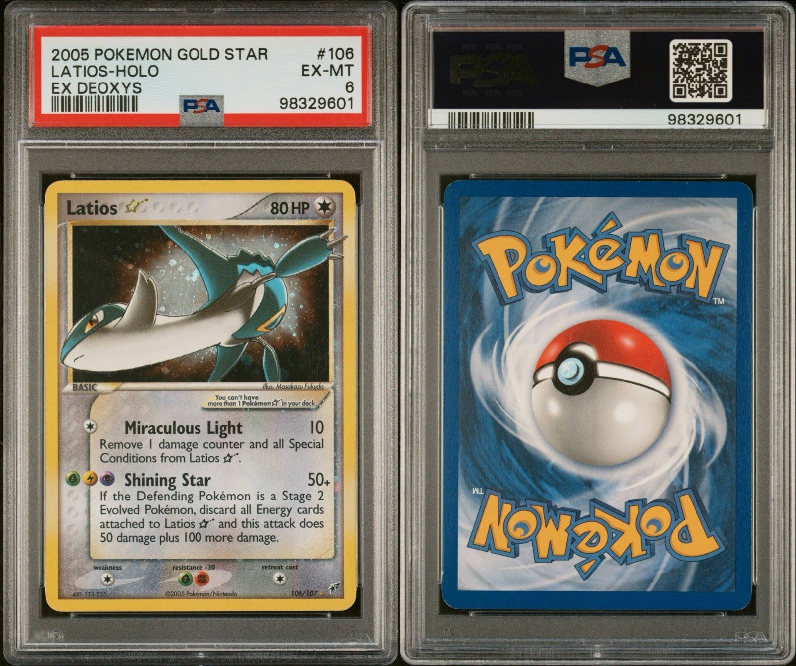 Pokemon Latios Gold Star 106/107 PSA 6 Ex-MT EX Deoxys Holo Rare 2005