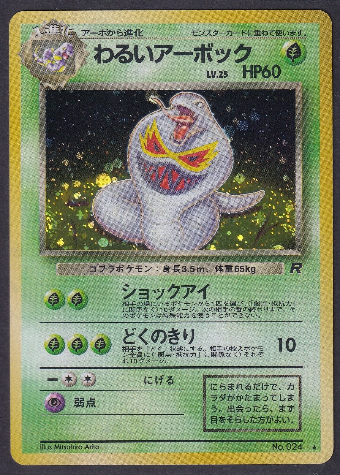 Pokemon Dark Arbok No. 024 Japanese Rocket Holo Rare 1997 Old Back Vintage - NM