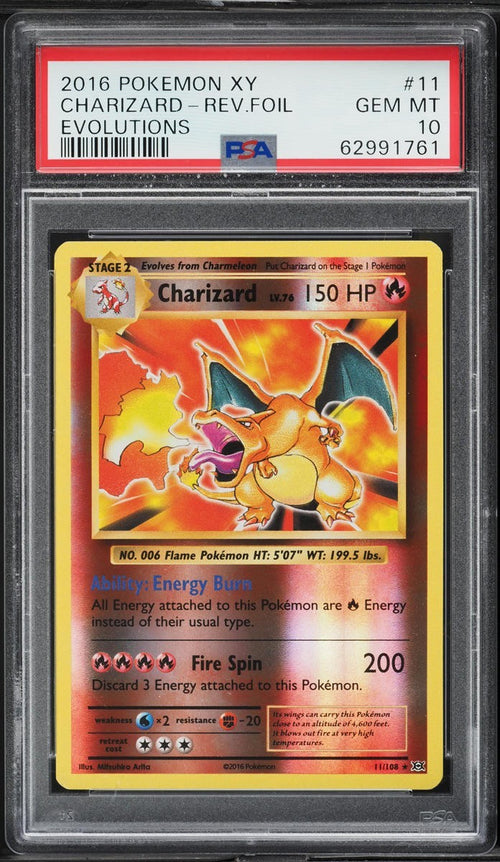 Pokemon Charizard 11/108 PSA 10 Gem Mint XY Evolutions Reverse Holo 2016