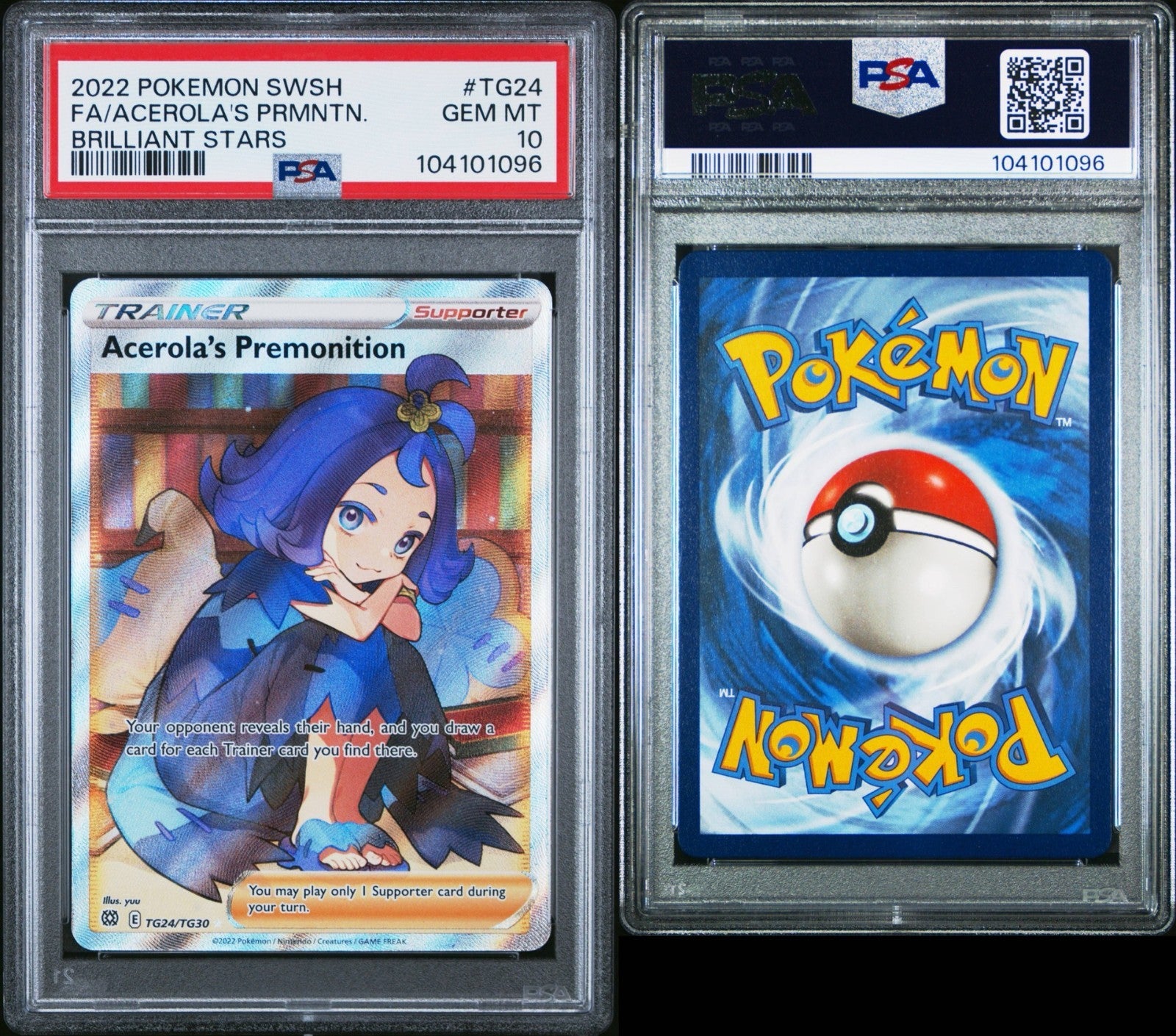 Pokemon Acerola's Premonition TG24/TG30 PSA 10 SWSH Brilliant Stars Full Art