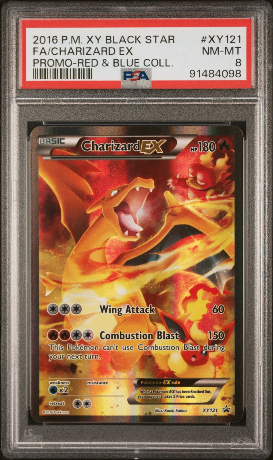 Pokemon Charizard EX XY121 PSA 8 NM-MT Red & Blue Collection Full Art Promo 2016